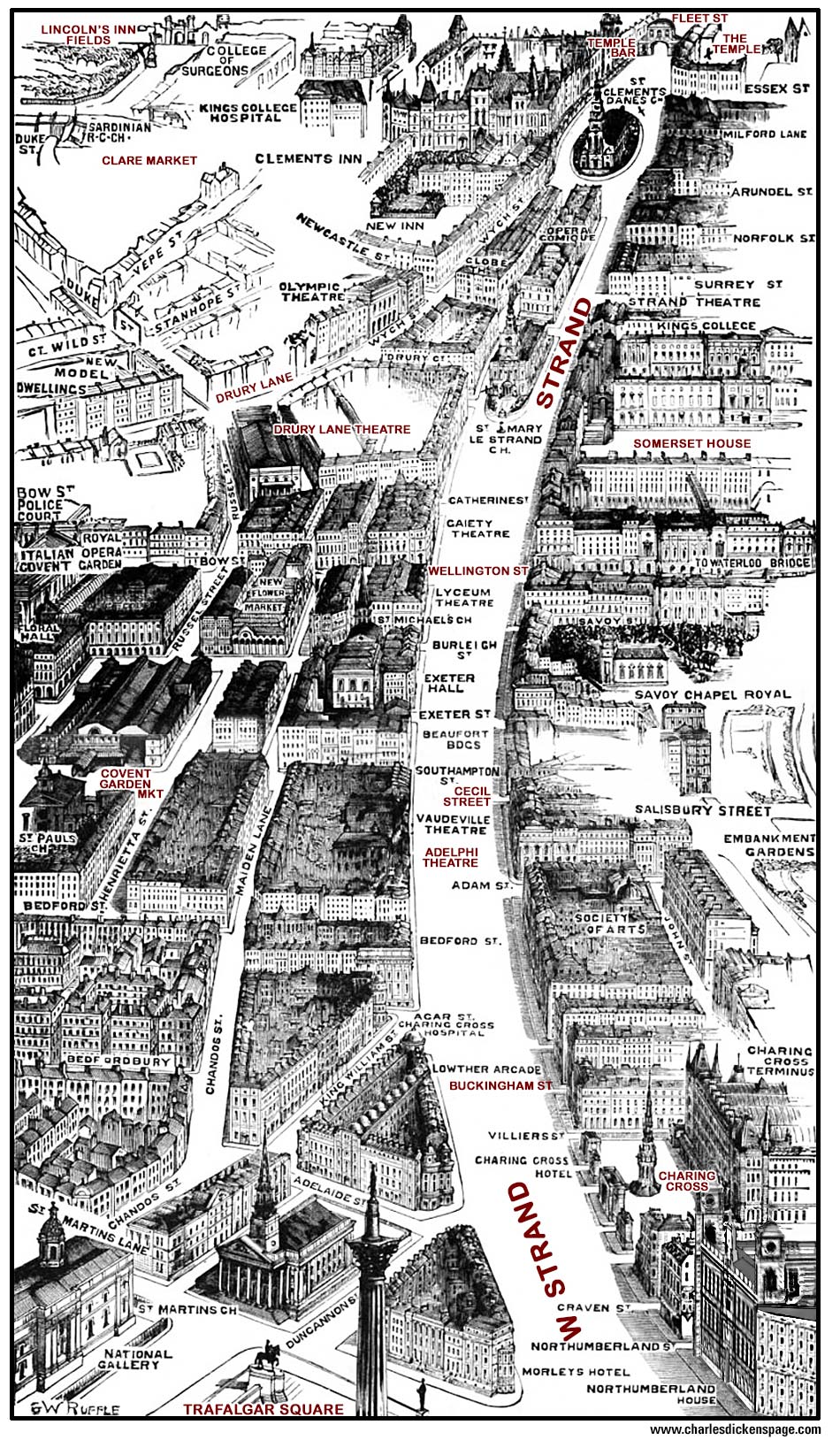 Charles Dickens aerial London Map view01
