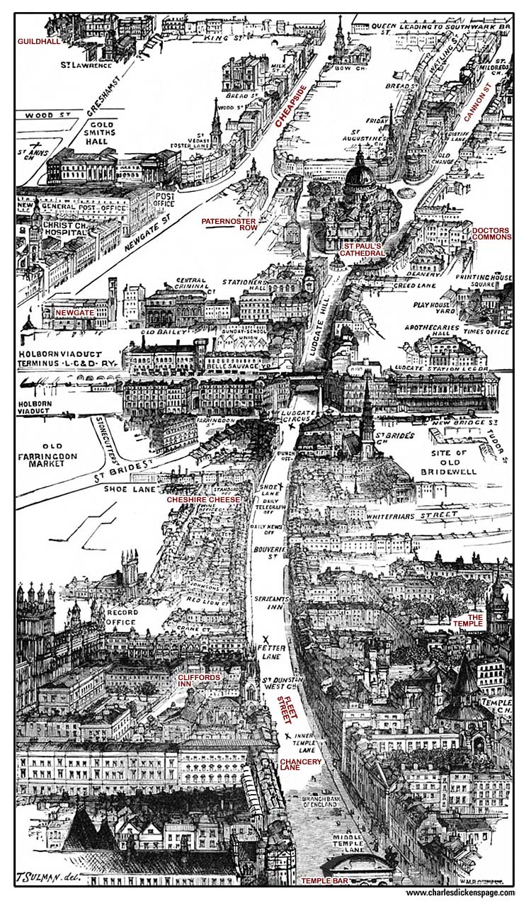 Charles Dickens aerial London Map view02