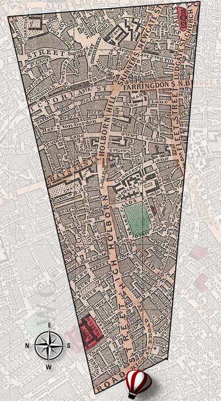 Charles Dickens aerial London Map view03 footprint