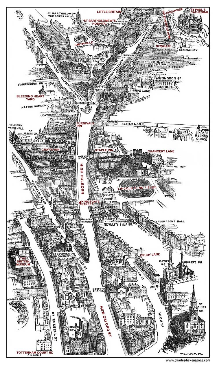 Charles Dickens aerial London Map view03