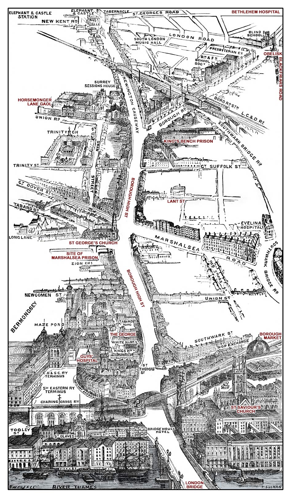Charles Dickens aerial London Map view04