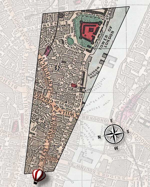 Charles Dickens aerial London Map view06 footprint