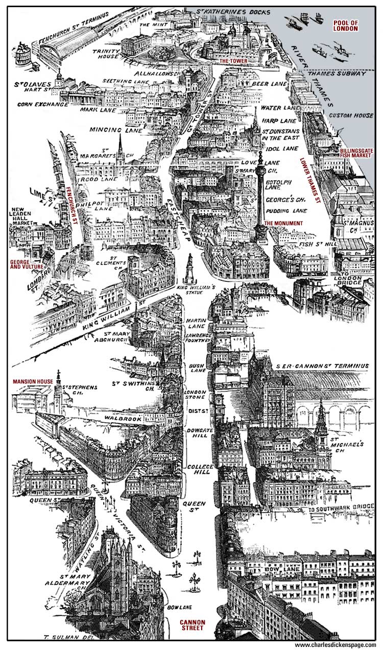 Charles Dickens aerial London Map view06