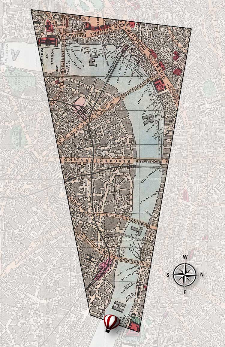 Charles Dickens aerial London Map view07 footprint