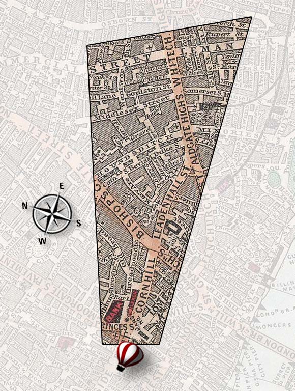 Charles Dickens aerial London Map view09 footprint