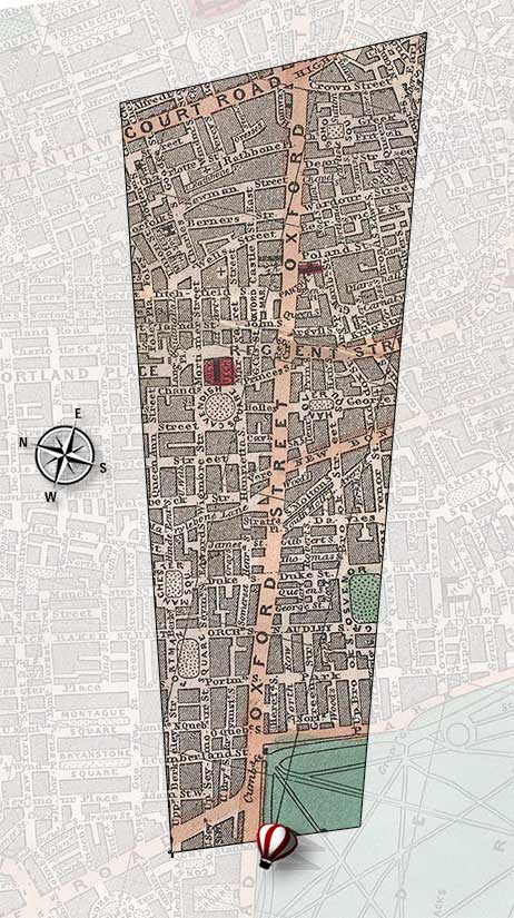 Charles Dickens aerial London Map view10 footprint