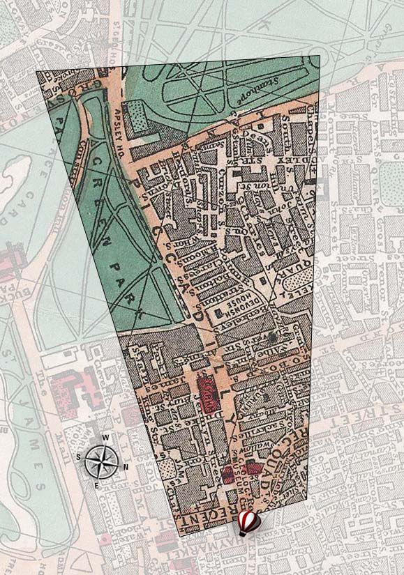 Charles Dickens aerial London Map view12 footprint