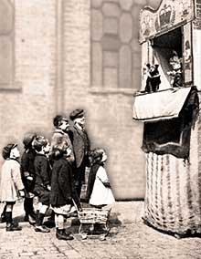 Children watching Punch and Judy show