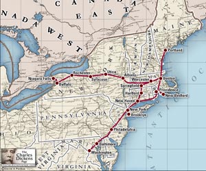 Charles Dickens American Reading Tour 1867/68 Map