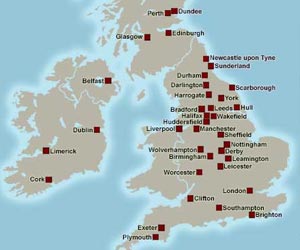 Charles Dickens Reading Tour 1858 Map