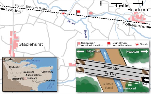 Staplehurst Railway Crash Map