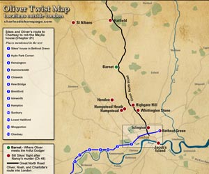 Charles Dickens Oliver Twist Outside London Map